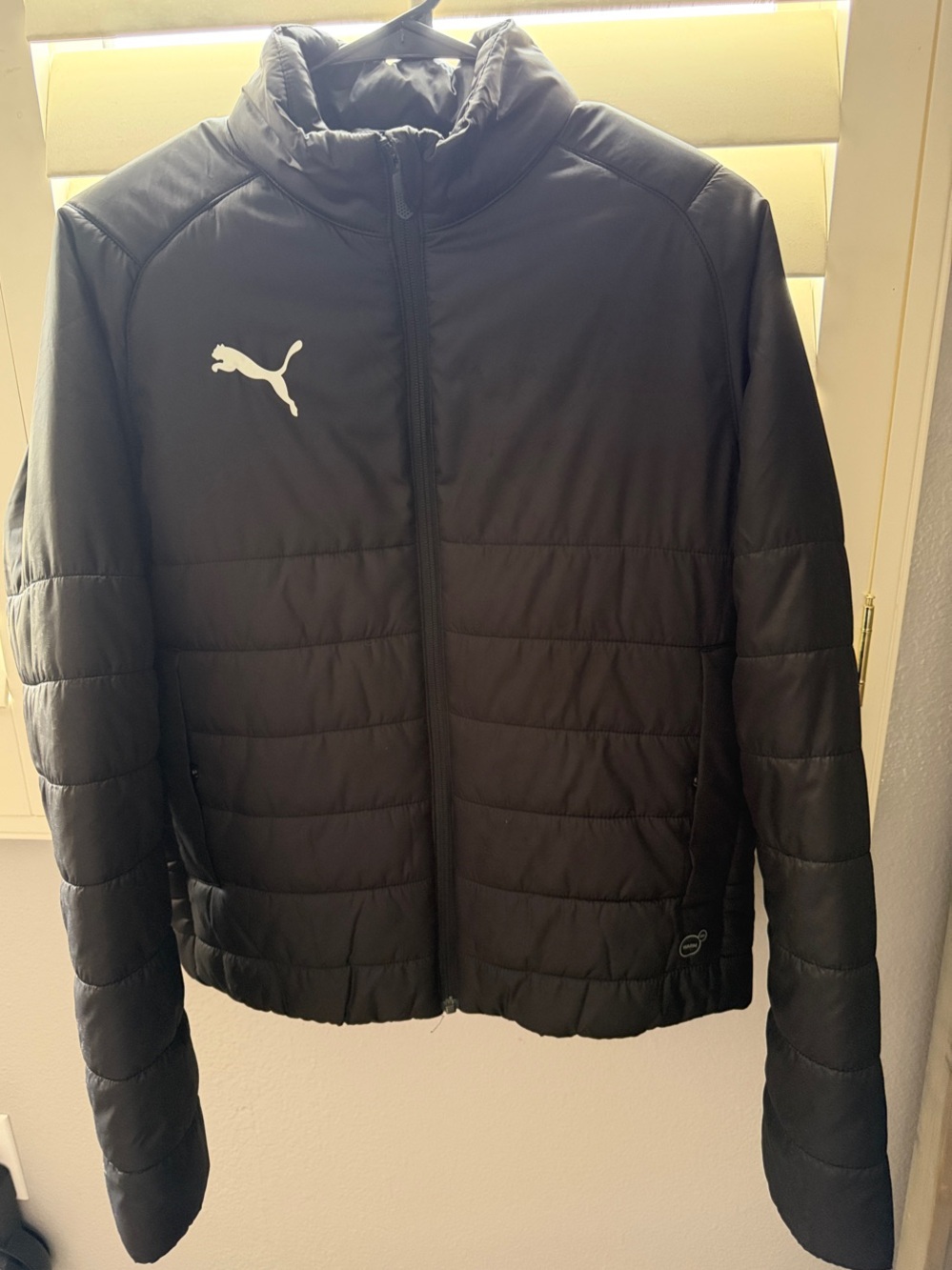 Puma Black Quilted Puffer Jacket with White Logo